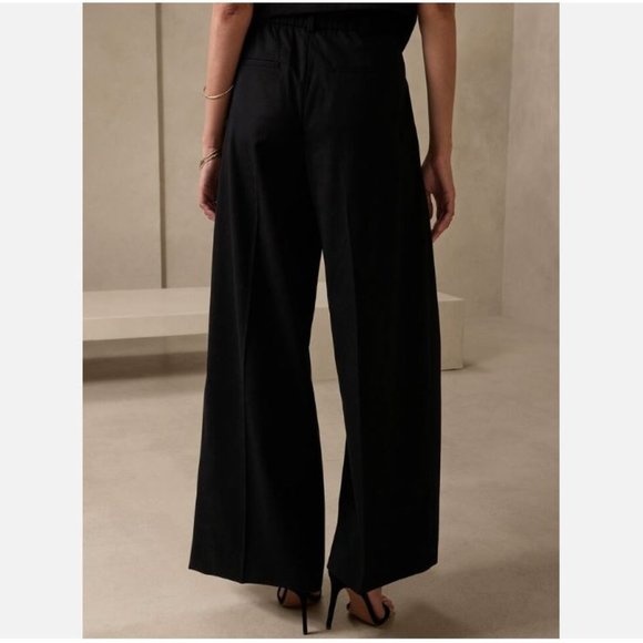 Banana Republic Wide-Leg LouLou BOHO Black Flannel Pants Size 4/27 PETITE - $110 - Picture 2 of 5